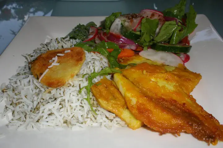 fried fish with saffron