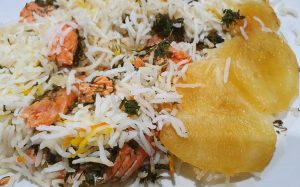 salmon and dill layered rice