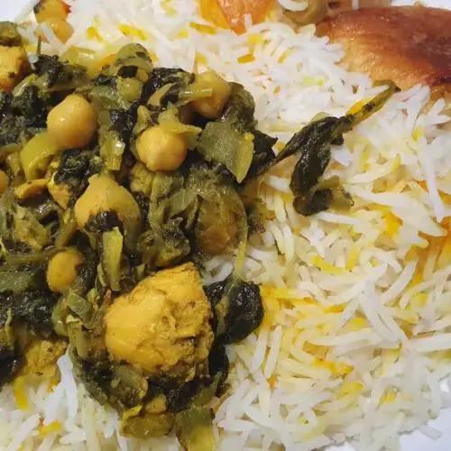 Khoresht Morgh-e Esfanaj - Chicken Stew with Spinach