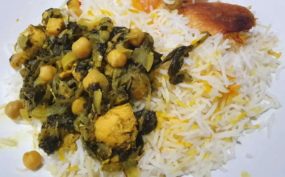Khoresh Morgh-e Esfenaj  – Chicken Stew with Spinach